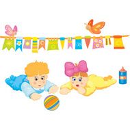 Vector cartoons cute baby boy and girl N2