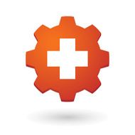 Gear icon with the swiss flag