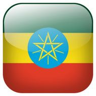 Ethiopia national flag square button isolated on white background