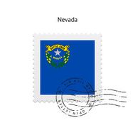 State of Nevada flag postage stamp
