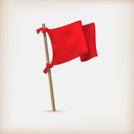 Realistic Red Flag Icon Vector Illustration