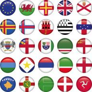 Set of European Round Flag Icons
