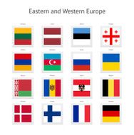 Eastern and Western Europe Postage Stamp Flags Collection