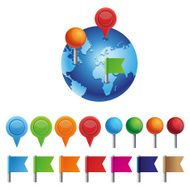 Vector collection with pins and marks for map