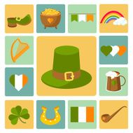 Set of vector flat design icons Happy Saint Patrick&#039;s Day N2