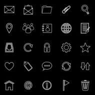 Mail line icons on black background