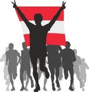 Winner with the Austria flag at finish