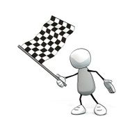 little sketchy man with checkered flag