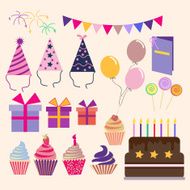 Set of vector birthday party elements N4