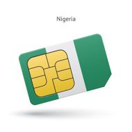 Nigeria mobile phone sim card with flag