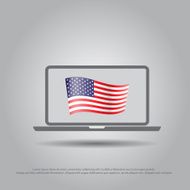 usa flag in laptop vector icon