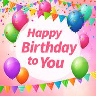 happy birthday greeting card with balloons and flags N2