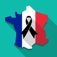France flag map icon with a black ribbon