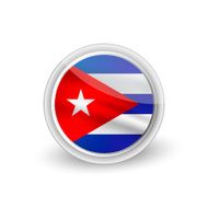 Vector rounded waving flag button icon of Cuba