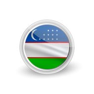 Vector rounded waving flag button icon of Uzbekistan