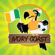 Football Mascot (Bird) Characters with flag on Light Green Background