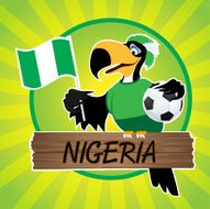 Football Mascot (Bird) Characters with flag on Light Green Background N2