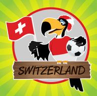 Football Mascot (Bird) Characters with flag on Light Green Background N3