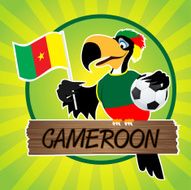 Football Mascot (Bird) Characters with flag on Light Green Background N6