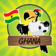 Football Mascot (Bird) Characters with flag on Light Green Background N7