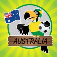 Football Mascot (Bird) Characters with flag on Light Green Background N8