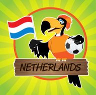 Football Mascot (Bird) Characters with flag on Light Green Background N9