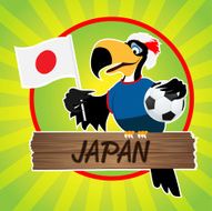 Football Mascot (Bird) Characters with flag on Light Green Background N10