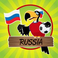 Football Mascot (Bird) Characters with flag on Light Green Background N11