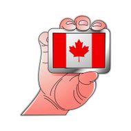 hand holding Canada flag