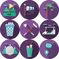 Circle flat vector icons for golf N2