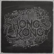 Hong Kong hand lettering and doodles elements background