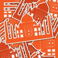 Taj Mahal sticker card background in vector format