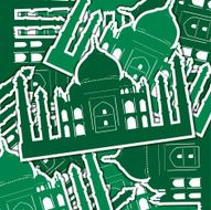 Taj Mahal sticker card background in vector format N2