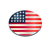 Usa flag in oval shape icon background