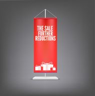 The sale further reductions Vertical red flag at the pillar