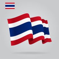 Flat and waving Thai Flag Vector