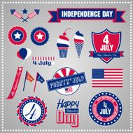 Set of design elements for Independence Day July 4
