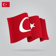 Flat and waving Turkish Flag Vector
