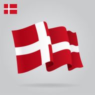 Flat and waving Danish Flag Vector