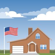 House and american flag