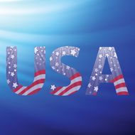 USA capital letters with flag pattern