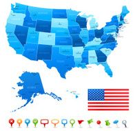 Map of USA - states cities and navigation icons N2
