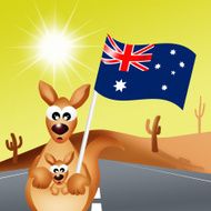 kangaroo with Australian flag