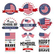 Happy Memorial Day vector greeting card badge and labels