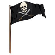Vector Cartoon Pirate Flag Fluttering in the Wind
