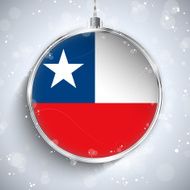 Merry Christmas Silver Ball with Flag Chile N3