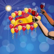 Spanish holiday background Flag and Balloons Cheers N2