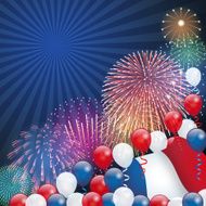 Bastille day background Fireworks and French flag