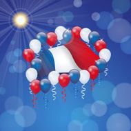 Bastille day background French flag and balloons