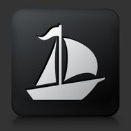Black Square Button with Sailboat Icon